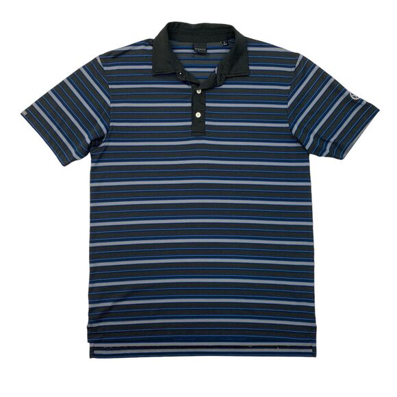 Dunning Polo Shirt Mens M Medium Black Striped Short Sleeve Performance Golf - Picture 1 of 11